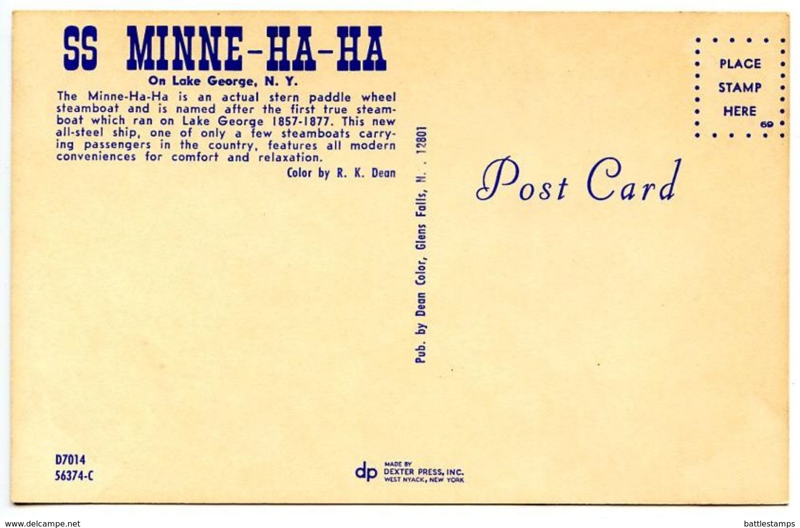 United States Modern Postcard Steamboat SS Minne-Ha-Ha, Lake George New York - Lake George