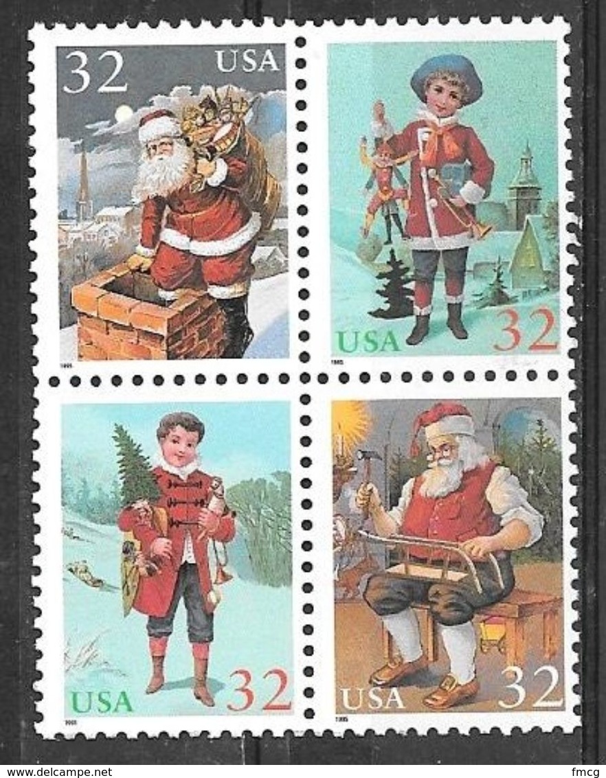 1995 32 Cents Christmas From Sheet, 4 Different Stamps Mint Never Hinged - Unused Stamps