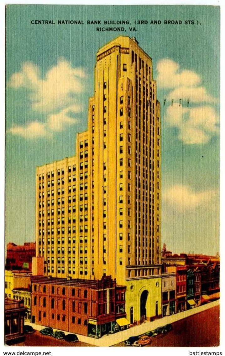 United States 1941 Postcard  Central National Bank Building - Richmond, Virginia - Richmond