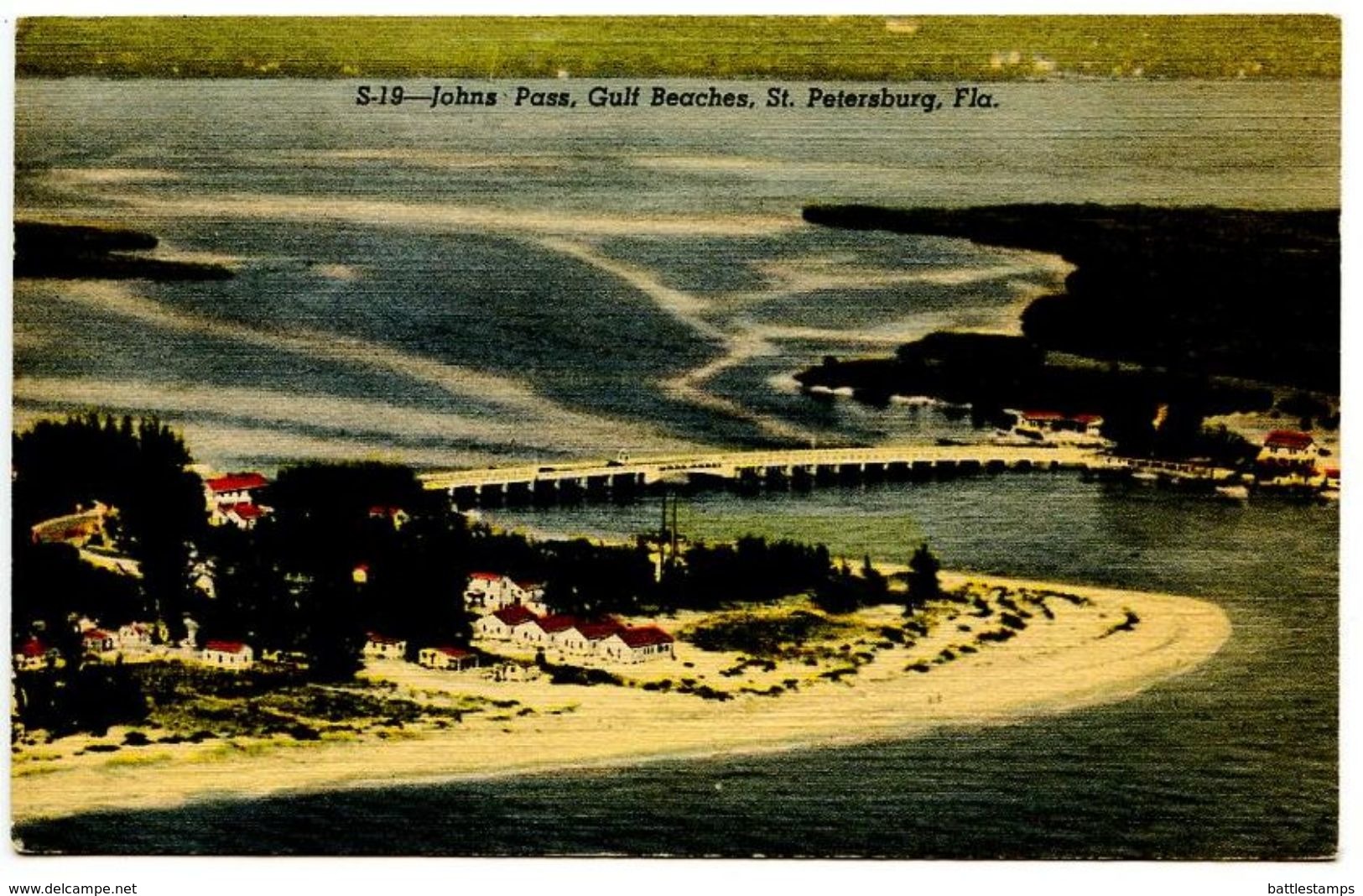 United States Vintage Postcard Johns Pass, Gulf Beaches - St. Petersburg, Florida - St Petersburg