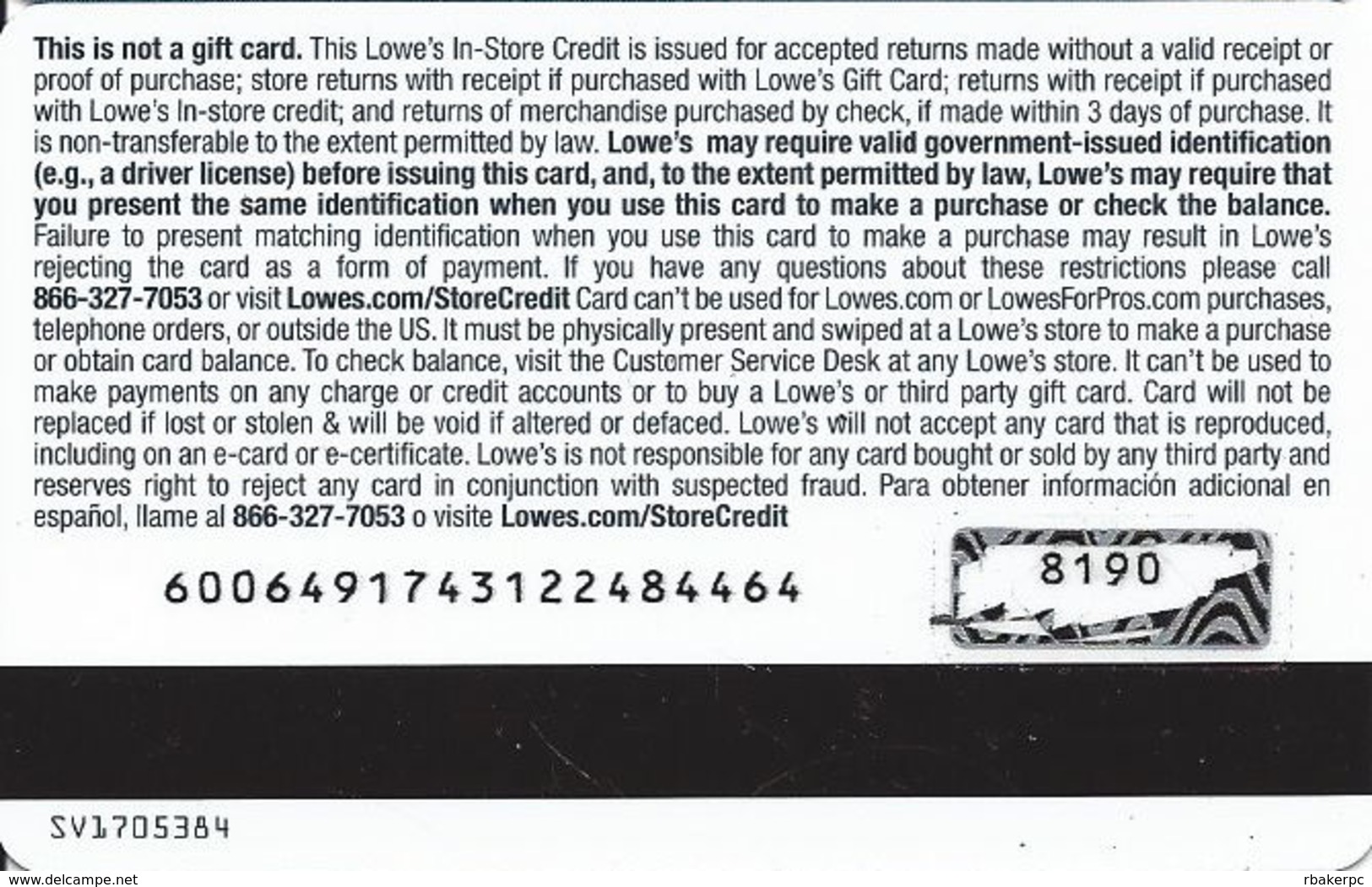 Lowe's In-Store Credit / Gift Card (No Cash Value) - Gift Cards