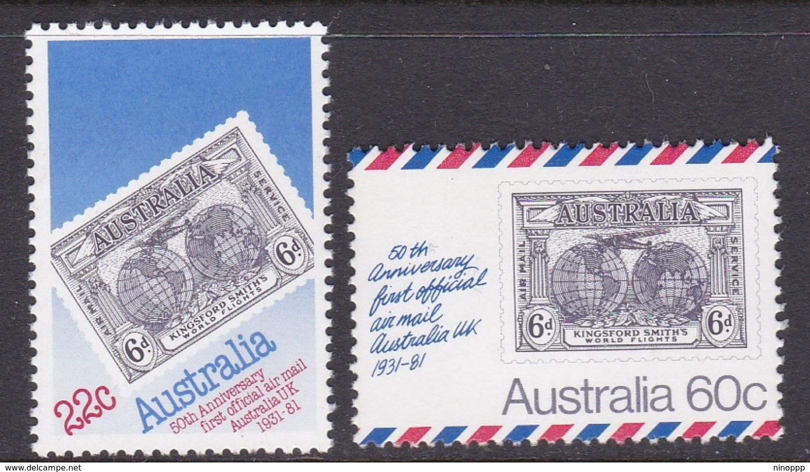 Australia ASC 794-795 1981 50th Anniversary First Flight, Mint Never Hinged - Mint Stamps