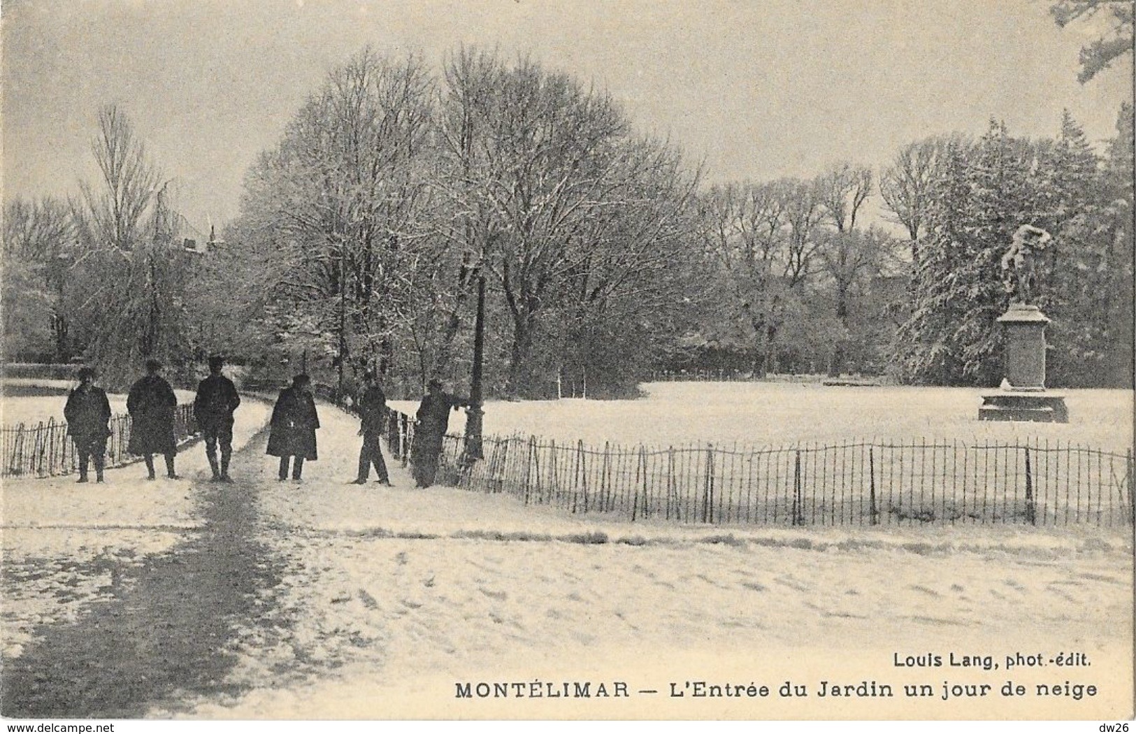 Montélimar - Le Parc, L'Jardin Du Public Un Jour De Neige - Edition Louis Lang, Carte Non Circulée - Montelimar