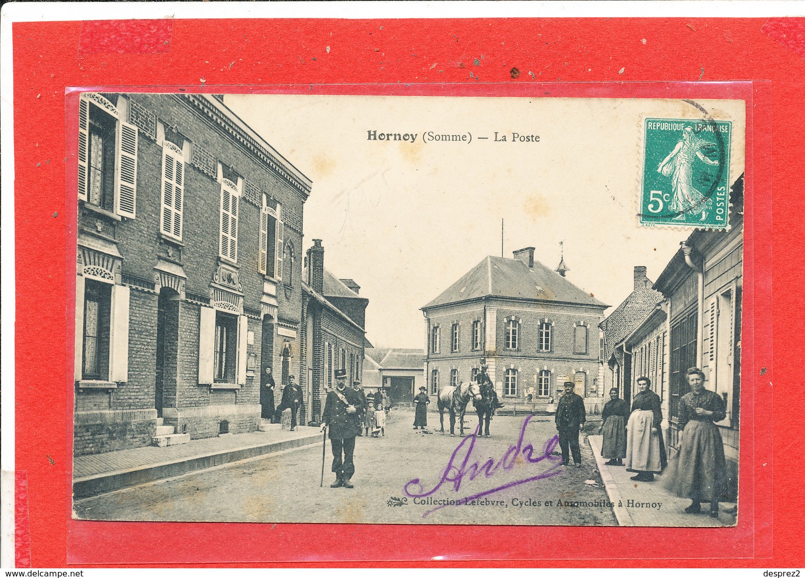 80 HORNOY Le BOURG Cpa Animée GARDE CHAMPETRE Et La Poste         Edit Lefevre - Hornoy Le Bourg