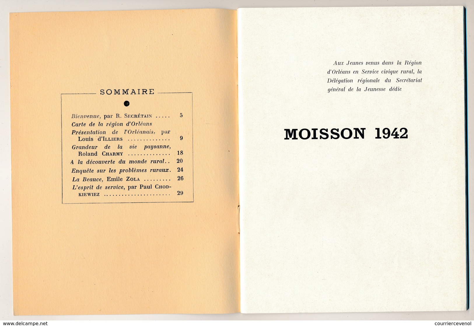 "MOISSON 1942" - Brochure 13,7 Cm X 18,4 Cm - Propagande Pétainiste - Service Civique Rural / Région D'Orléans - Documenti Storici