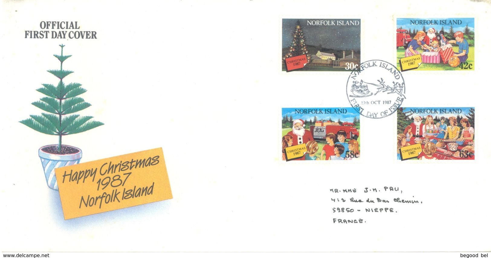 NORFOLK ISLAND - FDC - 13.10.1987 - CHRISTMAS  - Yv 417-420 ASC 418-421 - Lot 17496 - Ile Norfolk