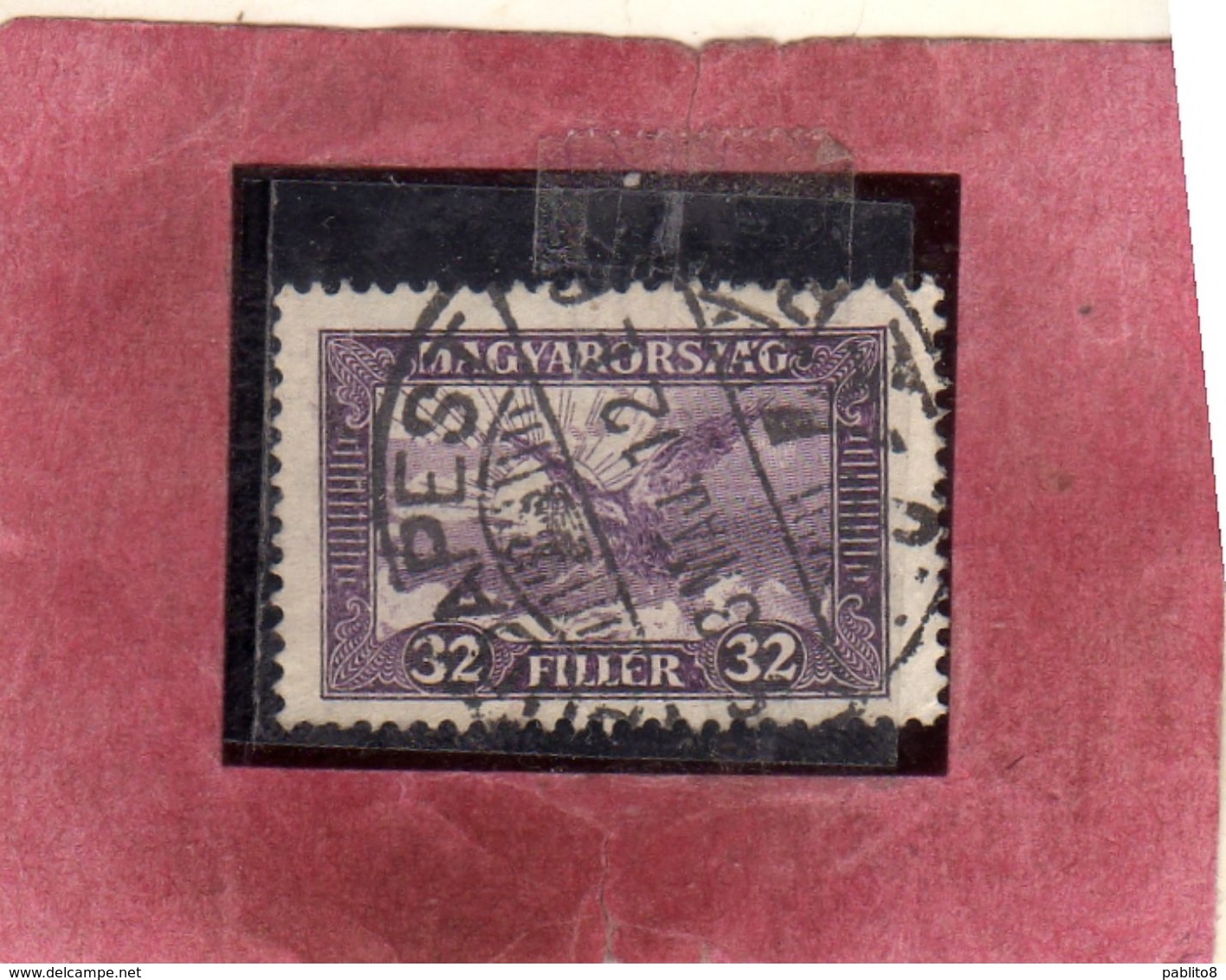 HUNGARY UNGHERIA MAGYAR 1927 1930 AIR MAIL POSTA AEREA Mythical "Turul" 32f USATO USED OBLITERE' - Used Stamps