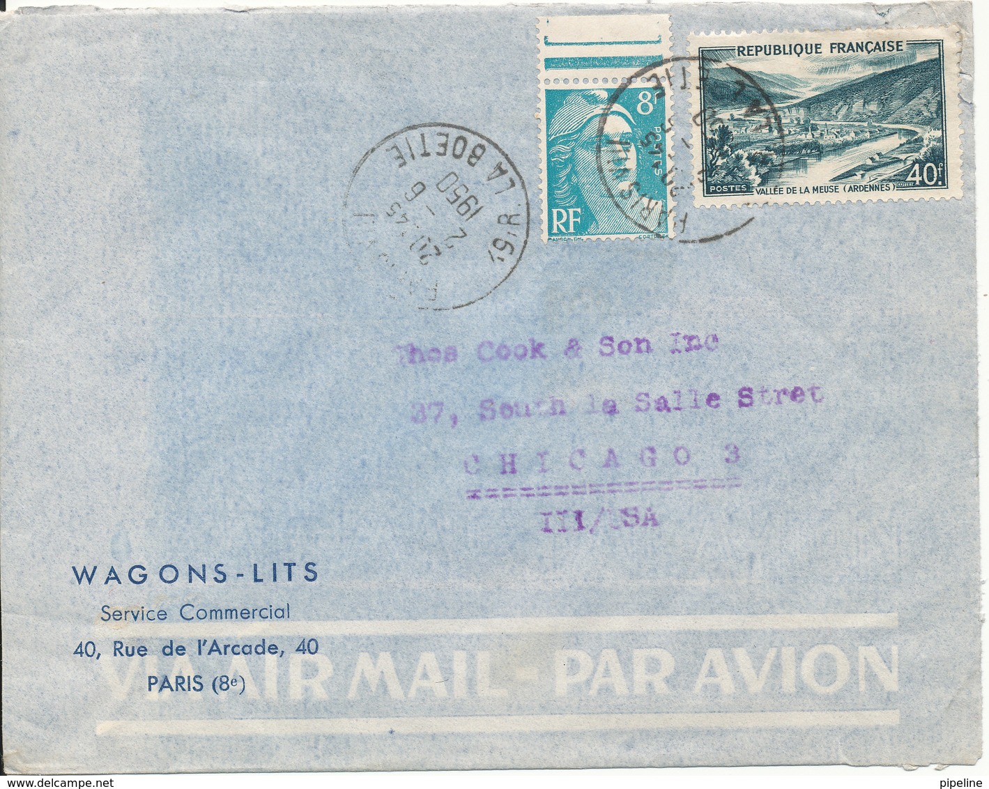 France Air Mail Cover Sent To USA Paris 2-6-1950 - 1927-1959 Covers & Documents