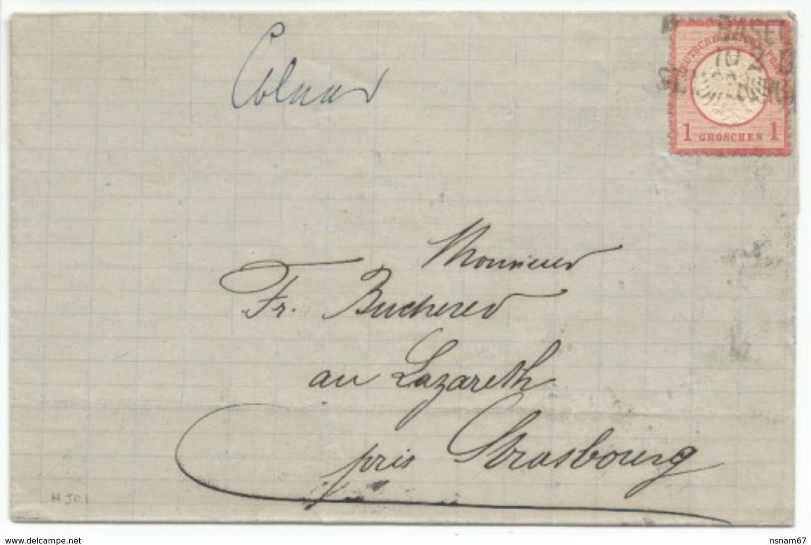 H501 - Manuscrit COLMAR - Ambulant BALE à STRASBOURG - 1872 - Pli Déposé à La Gare De COLMAR - - Storia Postale