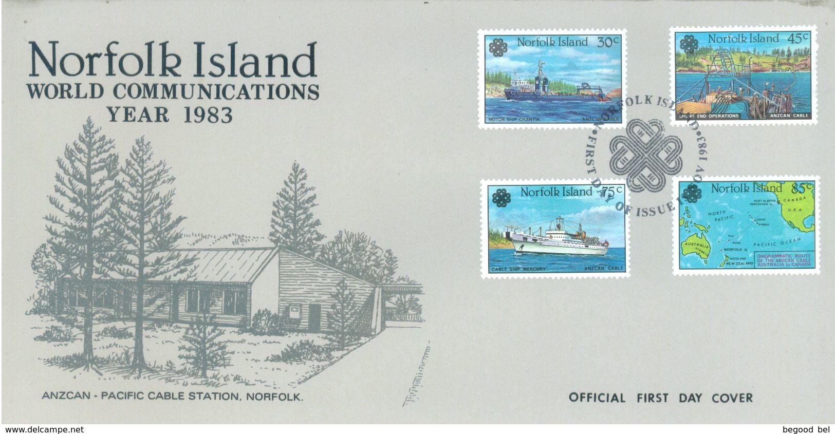 NORFOLK ISLAND - FDC - 15.11.1983 - WORLD COMMUNICATIONS ANZCAN - Yv 311-314 ASC 312-314 - Lot 17503 - Norfolk Island