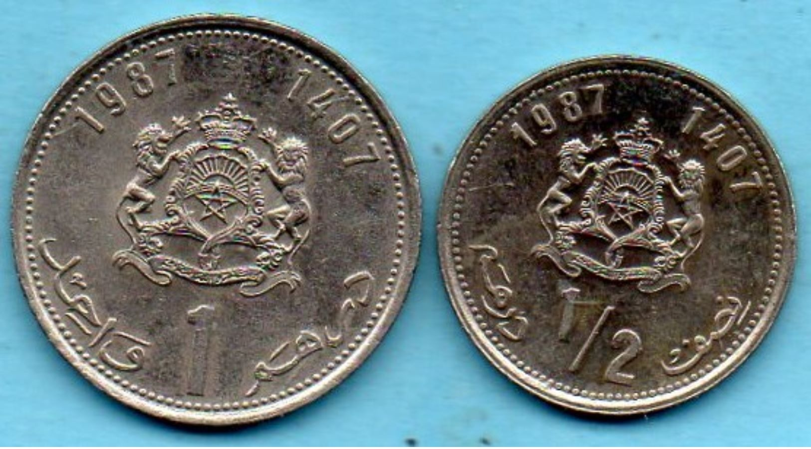 MAROC / MOROCCO  1/2 + 1 DIRHAM 1987 - Morocco