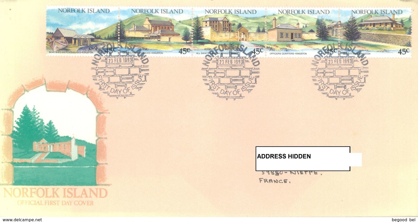 NORFOLK ISLAND - FDC - 23.2.1993 - TOURISM - Yv 526-530 ASC 533a - Lot 17505 - Ile Norfolk