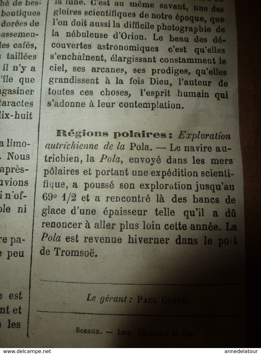 1882 JdV :Journal des explorateurs de La Jeannette(agonie-mort des marins);ADEN;Astronomie;Navire autrichien La Pola;etc