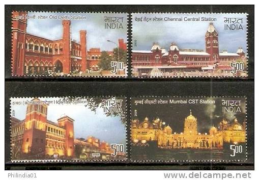 India 2009 Heritage Railway Stations  Architecture Trains Locomotive Transport 4v Set MNH Inde Indien - Other & Unclassified