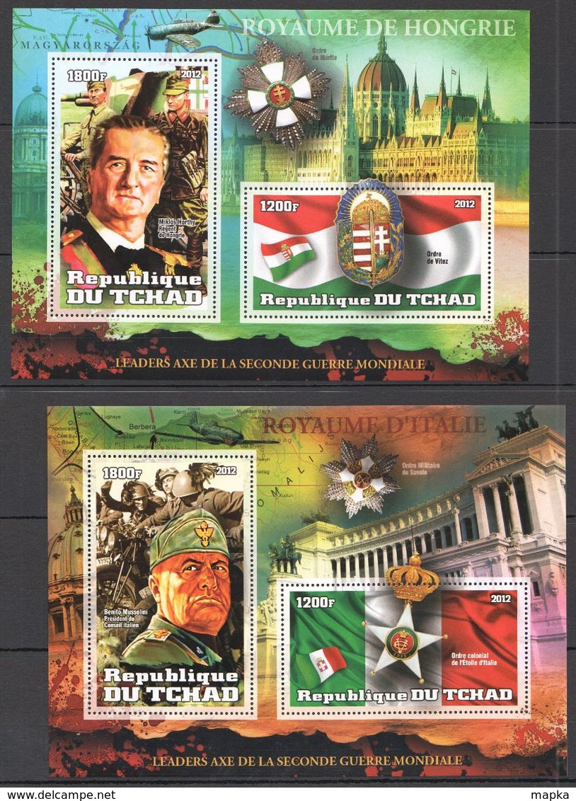 O155 2012 TCHAD WORLD LEADERS AXE OF WORLD WAR II WWII PRIVATE ISSUE 2BL MNH - 2. Weltkrieg