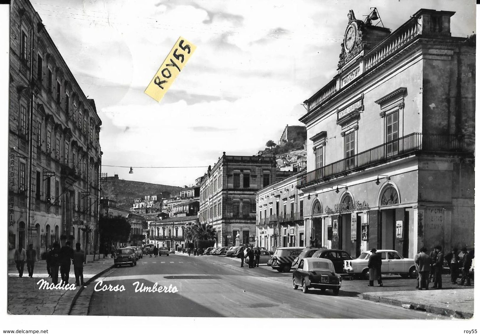 Sicilia-modica Corso Umberto Veduta Auto Epoca  500 Bianchina 1100 Giulietta Teatro Garibaldi Animata (vedi Prima Retro) - Modica