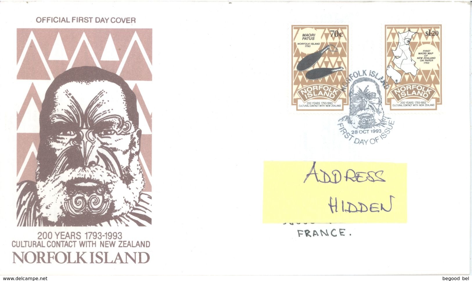 NORFOLK ISLAND - FDC - 28.10.1993 - CULTURAL CONTACT - Yv 545-546 ASC 548-549 - Lot 17506 - Ile Norfolk