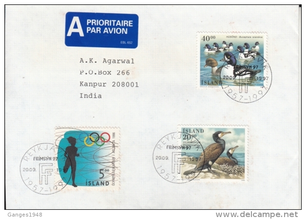 Iceland  1997  Mailed Cover To India  #  11897   D  Inde Indien - Briefe U. Dokumente