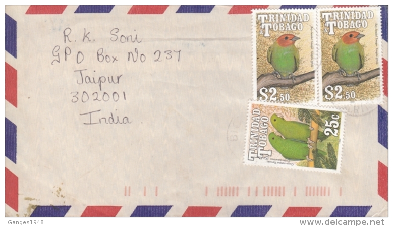 Trinidad &amp; Tobago  Bird Stamps  Mailed Cover To India  #  12900   D  Inde Indien - Trinidad & Tobago (1962-...)