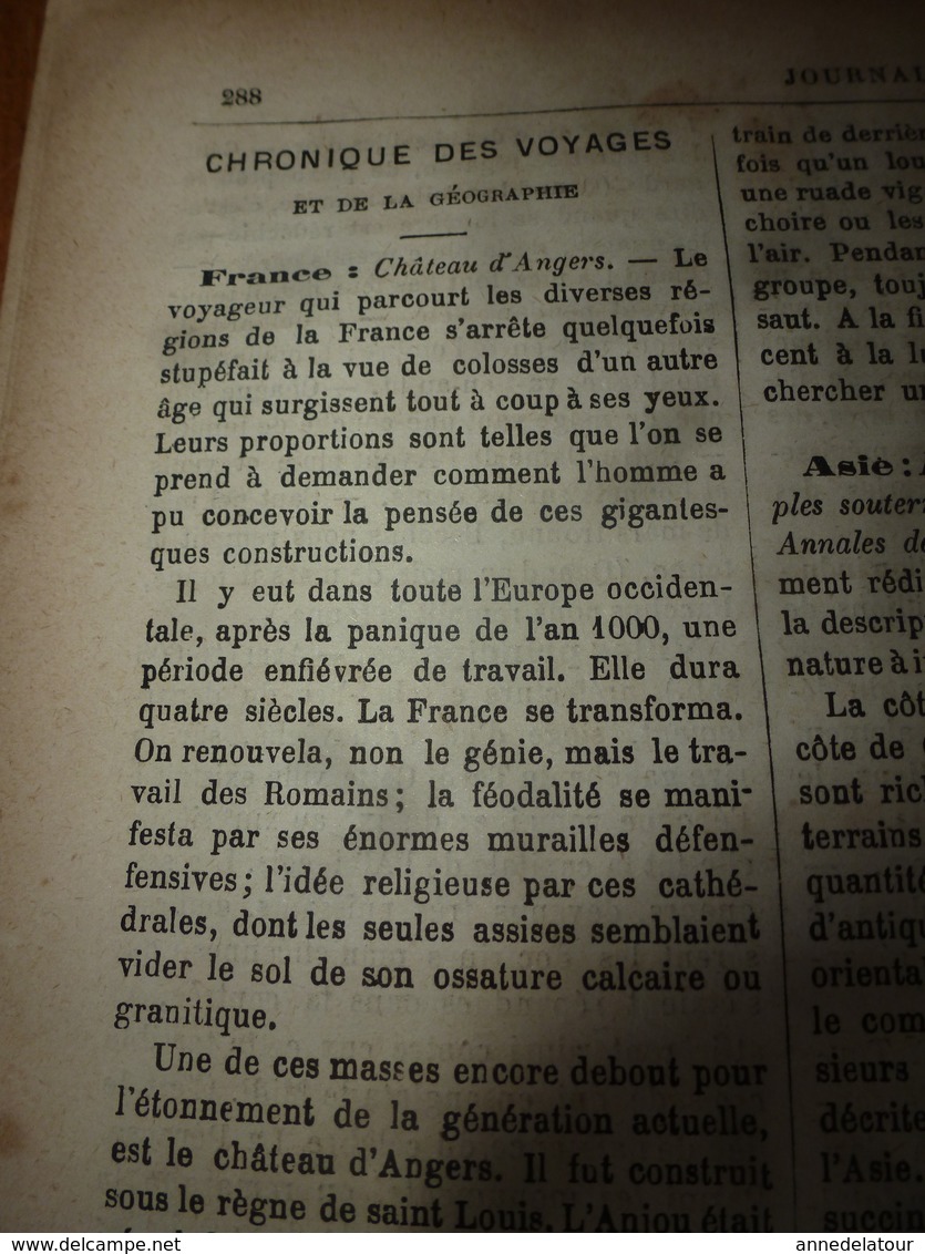 1882 JdV: Chevaux attaqués par les loups; Château d'Angers; Dans le Foutah-Djallon avec le Dr Bayol; Le TARN;etc