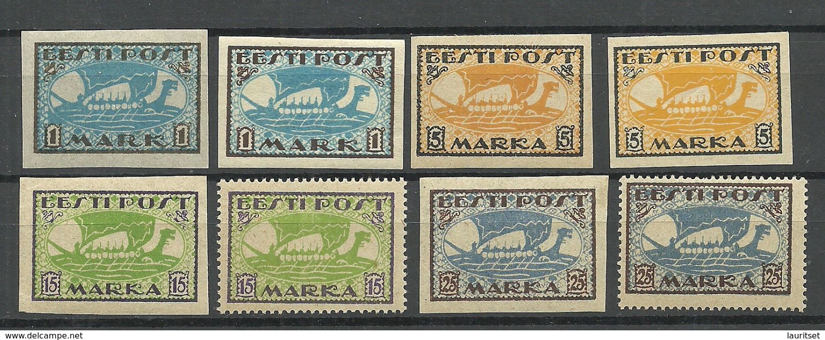 ESTLAND Estonia Estonie 1919-1922 Wikingerschiff Wiking Ship Complete Set * - Estonia