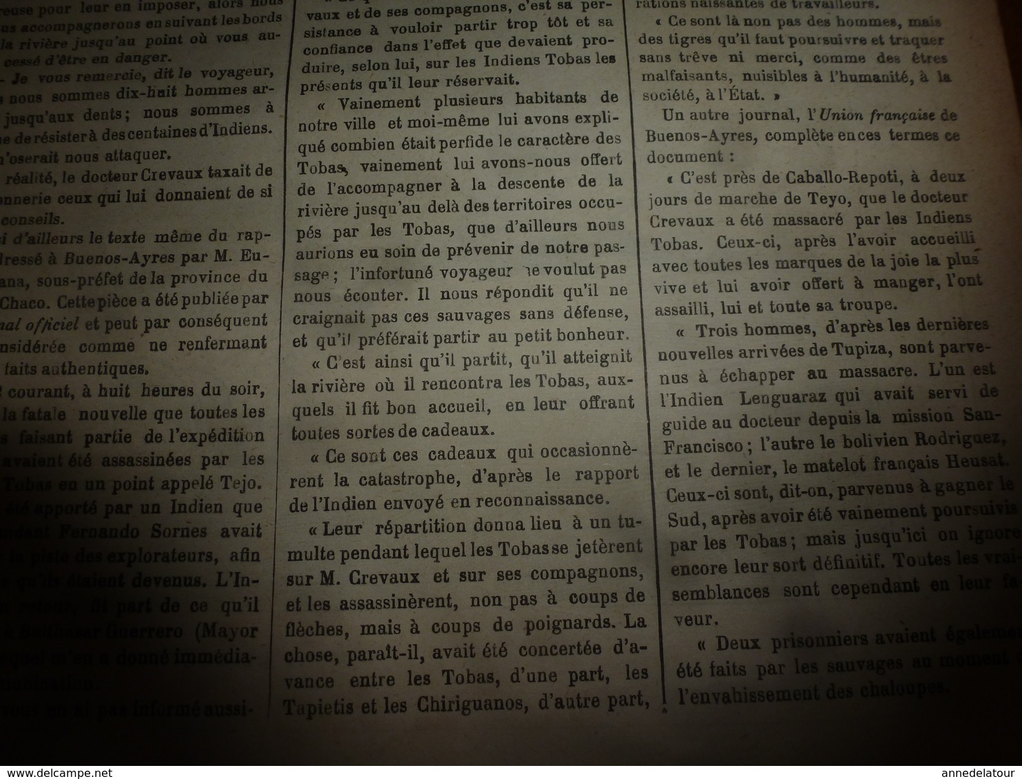 1882 JdV: Dr Crevaux massacré avec ses compagnons par les Tobas; Tapirs a dos-blanc à Atchin; Chasseurs d'irondelles;etc