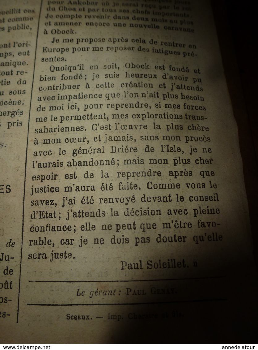 1882 JdV: Dr Crevaux massacré avec ses compagnons par les Tobas; Tapirs a dos-blanc à Atchin; Chasseurs d'irondelles;etc