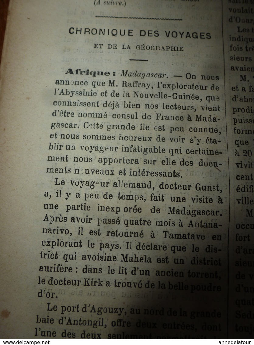 1882 JdV: Gibraltar et ses grosses batteries de défense ;BRUN chez les Achantis d'Elmina à Coumassie; Tapirs a dos blanc