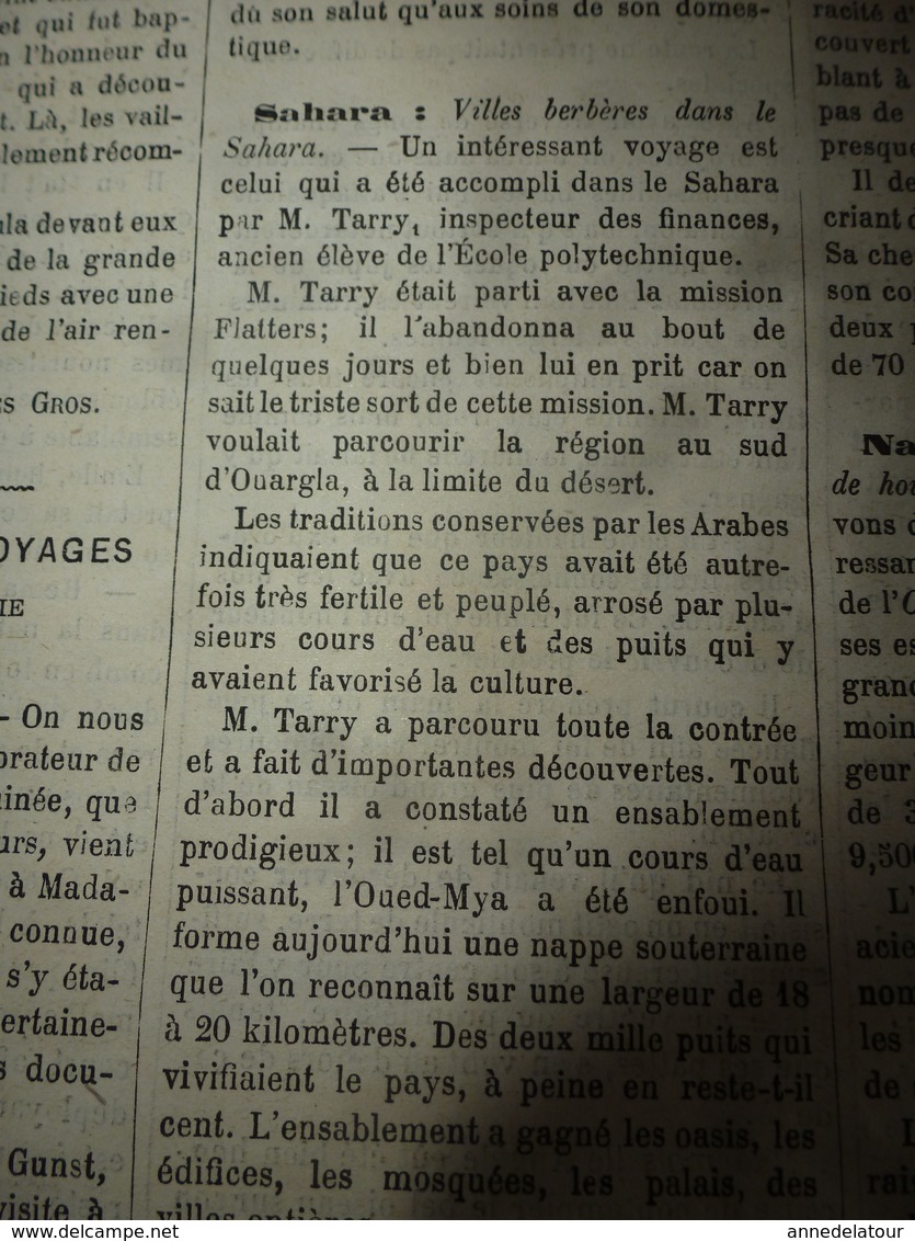 1882 JdV: Gibraltar et ses grosses batteries de défense ;BRUN chez les Achantis d'Elmina à Coumassie; Tapirs a dos blanc