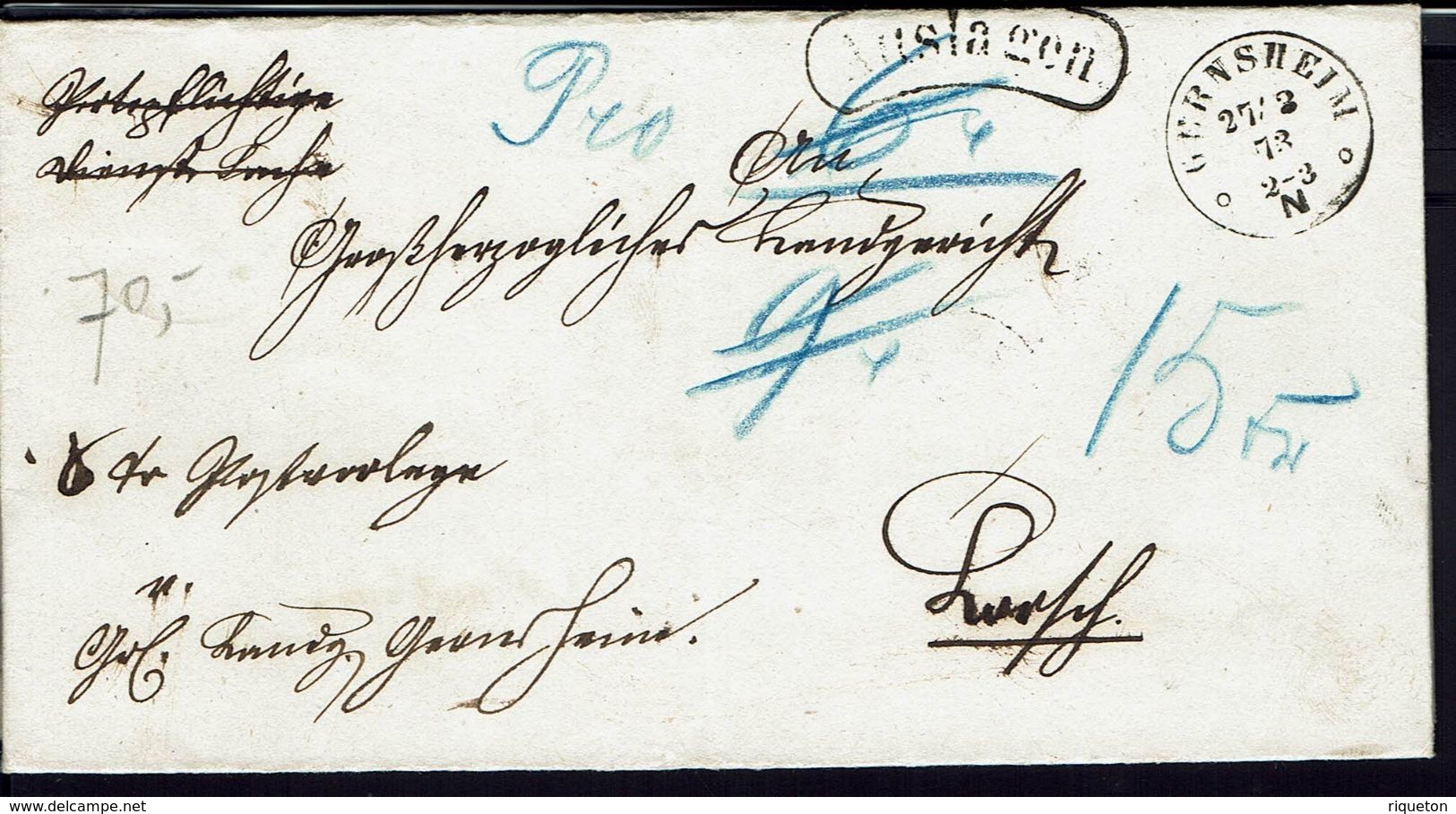 ALLEMAGNE - 1873 - Lettre Ou Pli Ayant Fait Double Usage - Joli Et Grand Filigrane Dans Le Papier - B/TB - - Briefe U. Dokumente