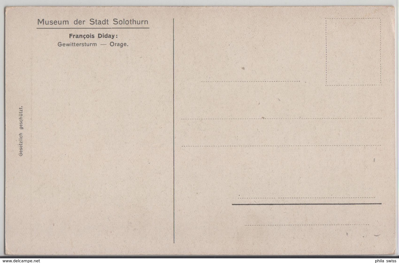 Museum Der Stadt Solothurn - Francois Diday: Gewittersturm, Orage - Other & Unclassified