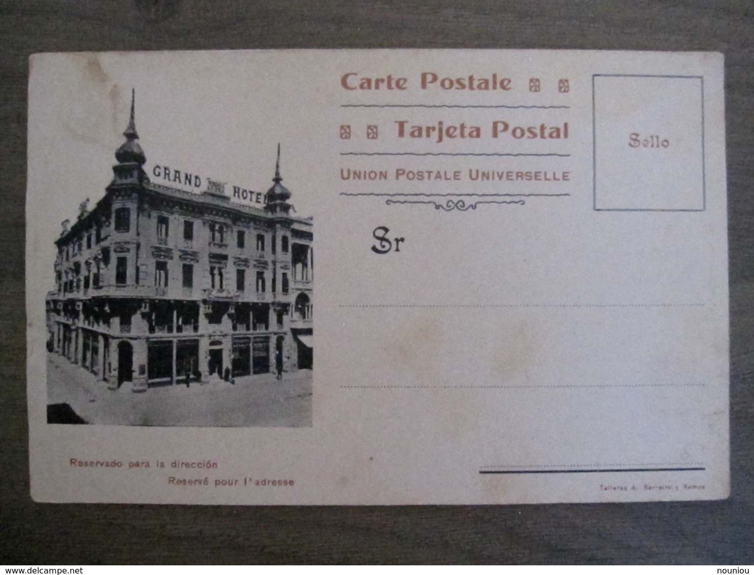 Tarjeta Postal Postcard - Uruguay Montevideo - Grand Hotel - Estacion Del FC Del U - Vista De La Aduana - Uruguay