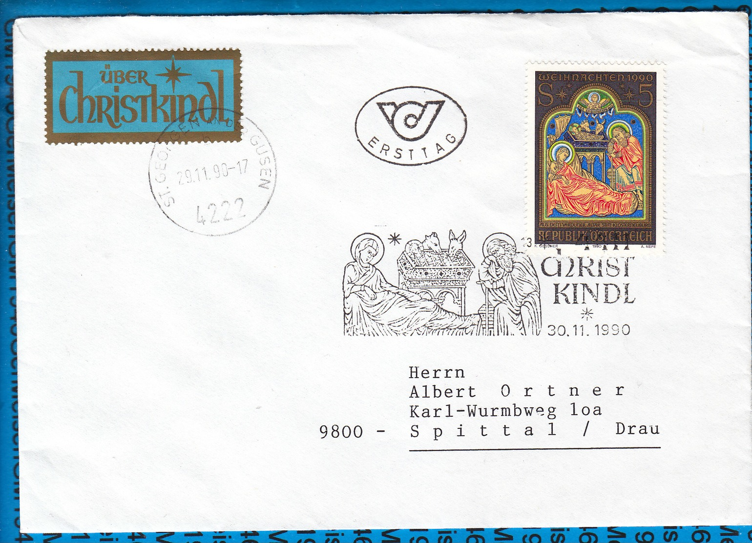 Austria Couvert Cristmas Christkindl 1990 / 06 - Other & Unclassified