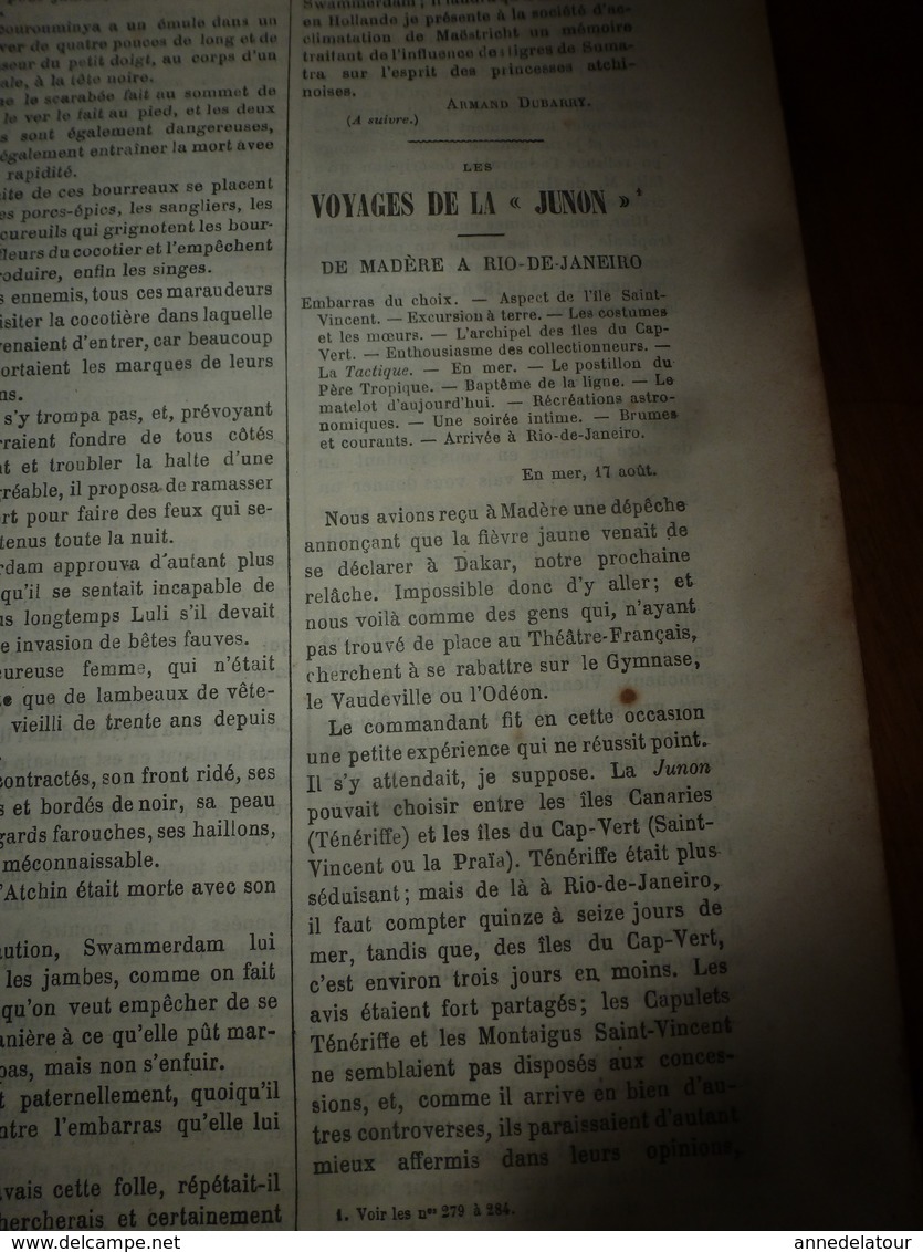 1882 JdV: Mr Brun chez les Achantis; Traversée de La JUNON  Madère - Rio de Janeiro; Naufrage du RITTARNEY côte Irlande