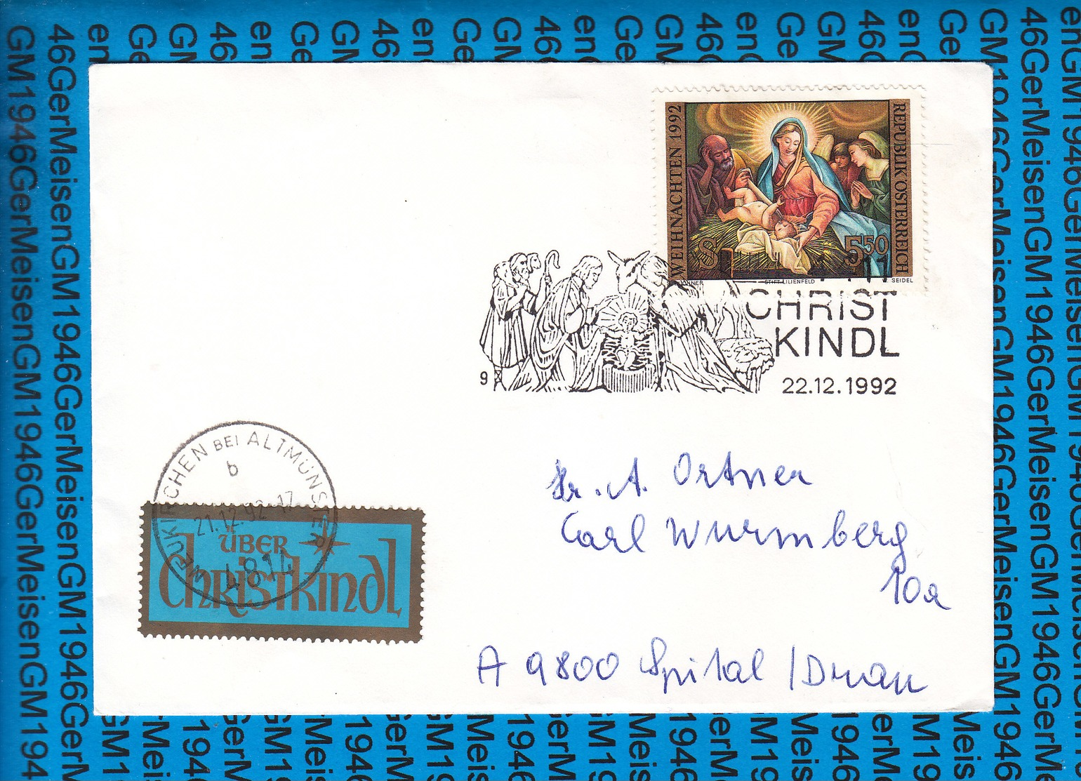 Austria Couvert Cristmas Christkindl 1992 / 02 - Sonstige & Ohne Zuordnung