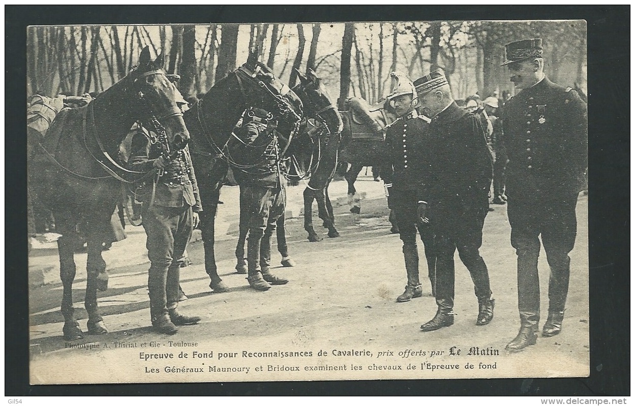 épreuve De Fond Pour Reconnaissances De Cavalerie, Prix Offert Par Le Matin , Les Generaux Maunoury .... - Zbc46 - Manöver