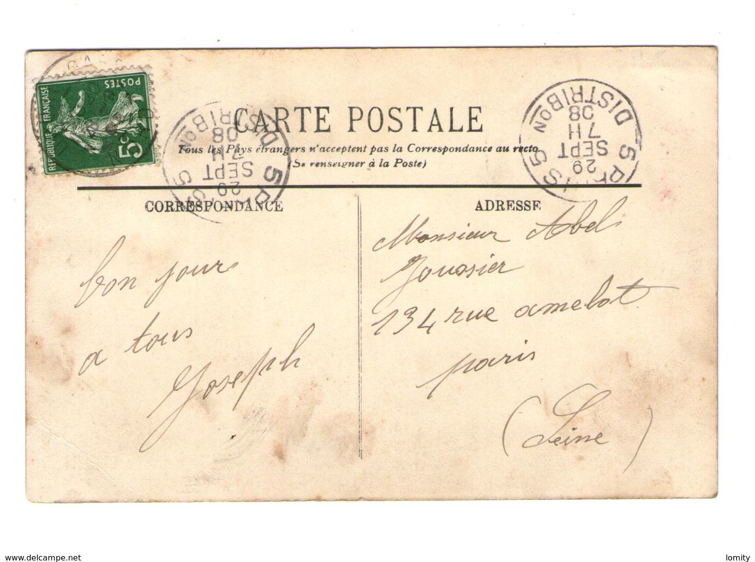 59 Douai Cpa Carte Fantaisie Couleur Je Pars De Douai Et Vous Envoie Le Bonjour , Gare Train Chemin De Fercachet 1908 - Douai