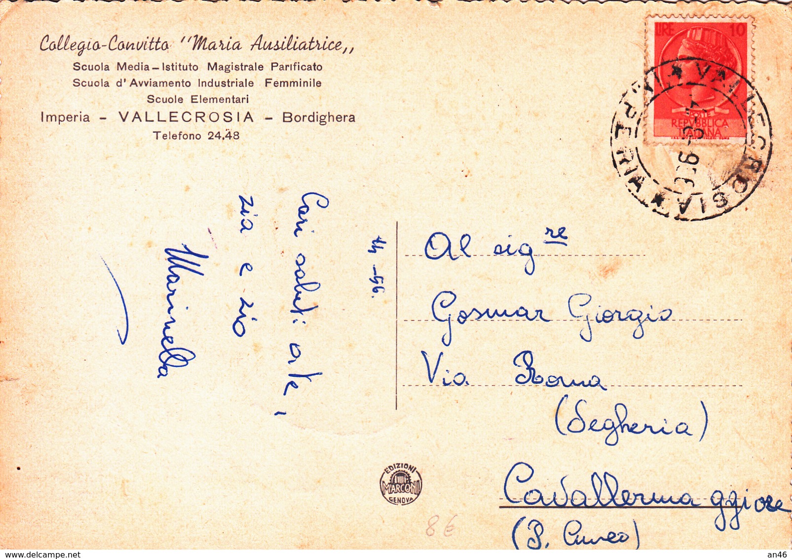 Vallecrosia-Im-Un Giardino Con Porticato-Vg 14.1956 -Originale E Integra100%an - Imperia