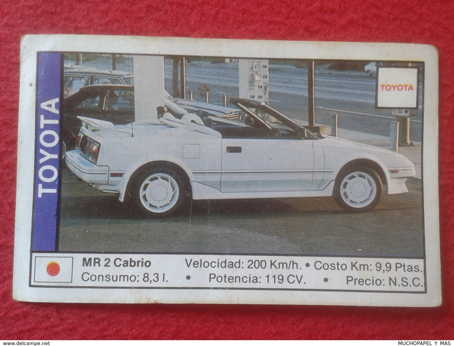 SPAIN ESPAGNE. ANTIGUO OLD CROMO ESTAMPA 1988 COCHES 89 COCHE CAR CARS AUTO AUTOMÓVIL TOYOTA MR 2 CABRIO JAPAN NIPPON - Otros & Sin Clasificación