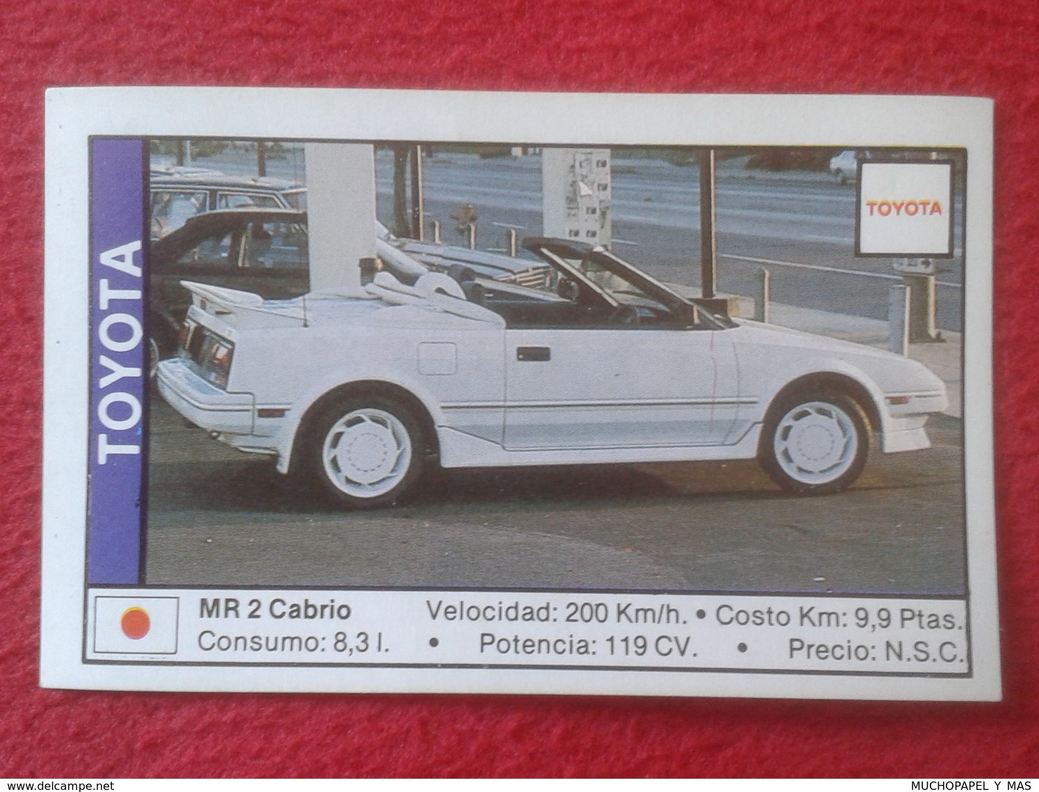 SPAIN ESPAGNE. ANTIGUO OLD CROMO ESTAMPA 1988 COCHES 89 COCHE CAR CARS AUTO AUTOMÓVIL TOYOTA MR 2 CABRIO JAPAN NIPPON - Otros & Sin Clasificación