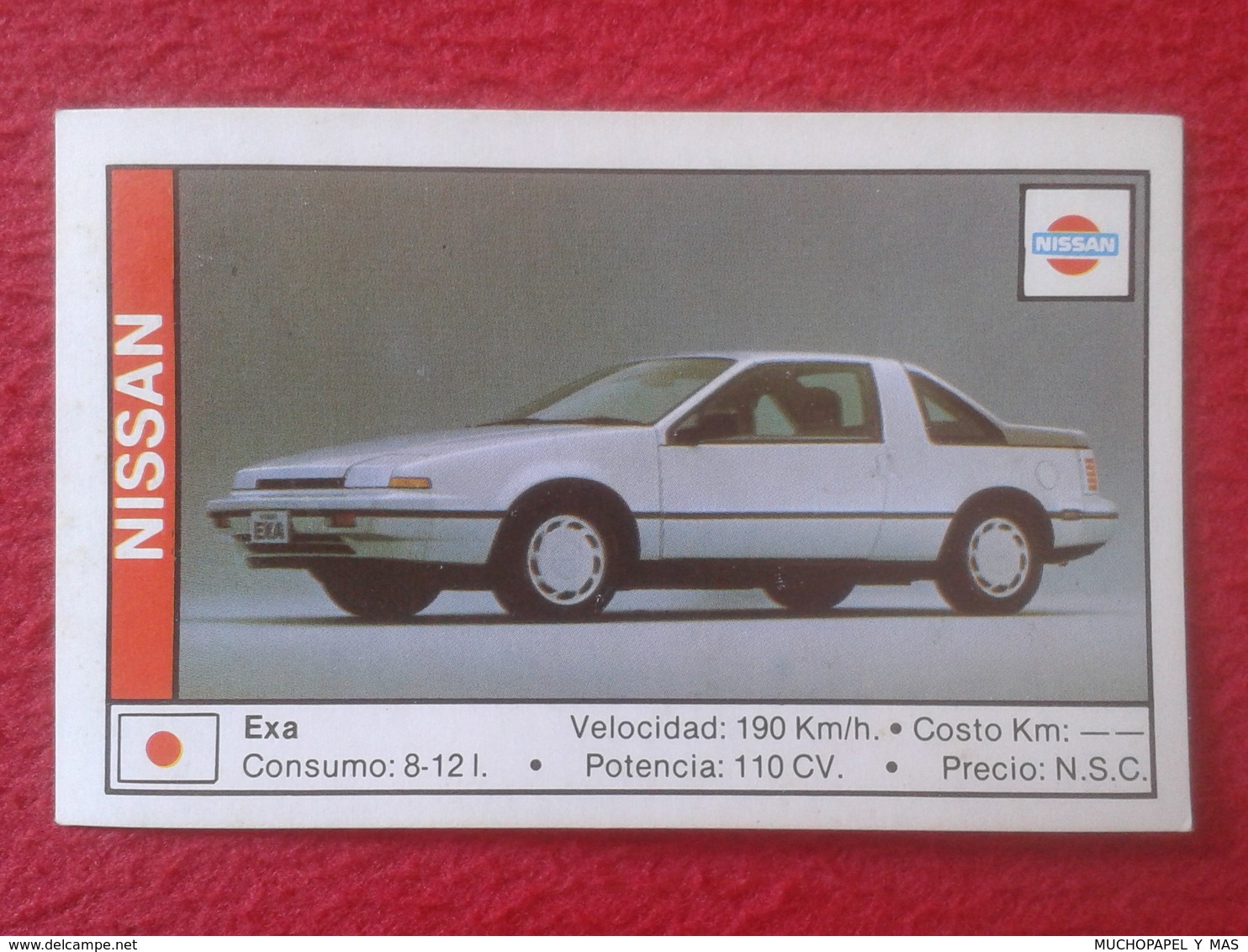 SPAIN ESPAGNE. ANTIGUO OLD CROMO ESTAMPA 1988 COCHES 89 COCHE CAR CARS AUTO AUTOMÓVIL NISSAN EXA JAPAN NIPPON JAPÓN VER - Otros & Sin Clasificación