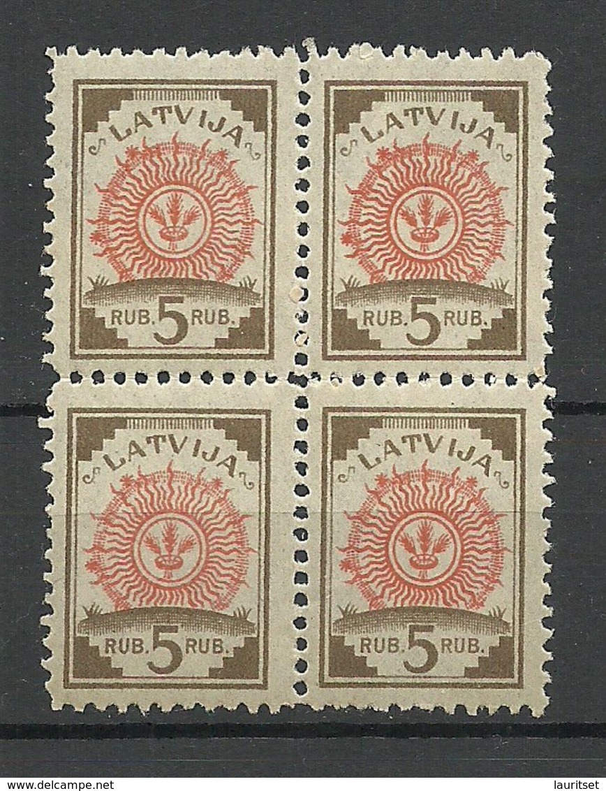 LATVIA Lettland 1921 Michel 31 As 4-block MNH - Lettland