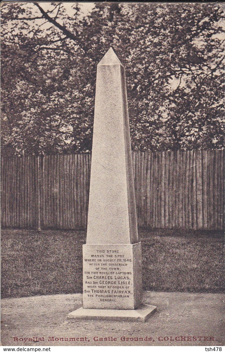 ANGLETERRE---RARE--COLCHESTER--royalist Monument, Casthe Grounds---voir  2 Scans - Colchester