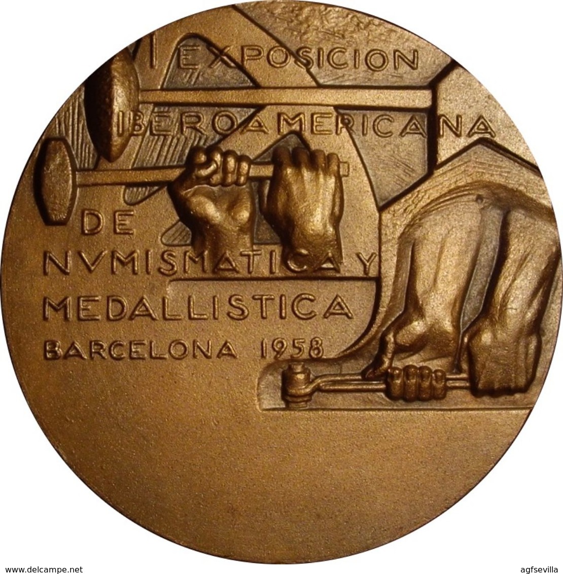 ESPAÑA. MEDALLA I EXPOSICIÓN IBEROAMERICANA DE NUMISMÁTICA Y MEDALLÍSTICA. BARCELONA. 1.958. ESPAGNE. SPAIN MEDAL - Royaux/De Noblesse