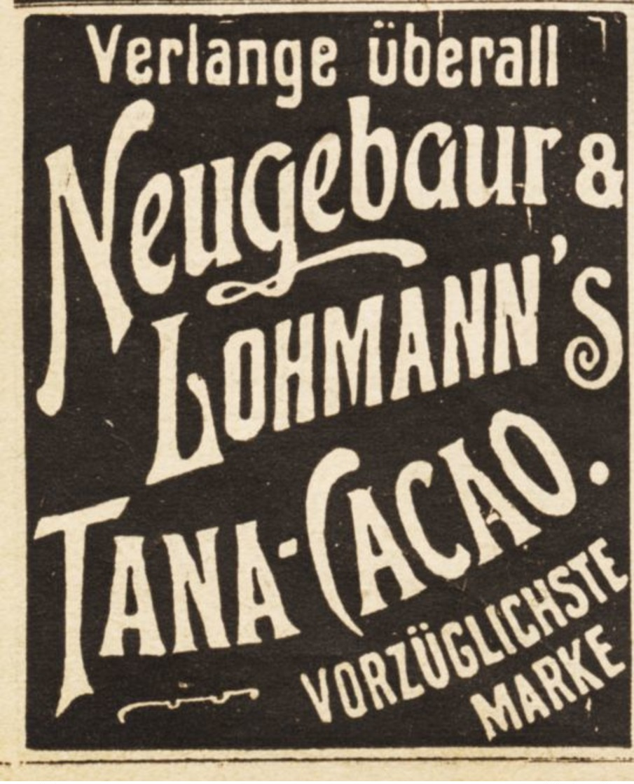 Original-Werbung/ Anzeige 1895 - NEUGEBAUER & LOHMANN'S TANA - CACAO - Ca. 45 X 60 Mm - Werbung