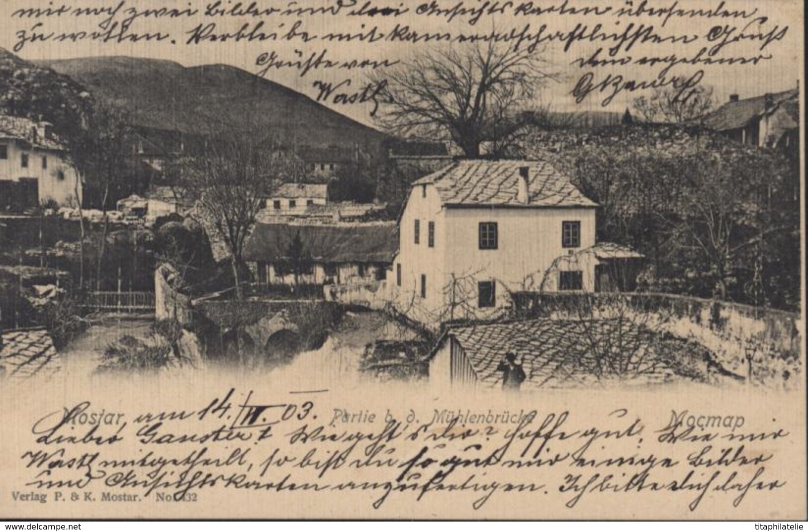 Bosnie Herzégovine CPA Mostar Mocmap CAD KuK Milit Post Mostar 1903 Arrivée KuK Milit Post Sarajevo Lager - Bosnie-Herzegovine