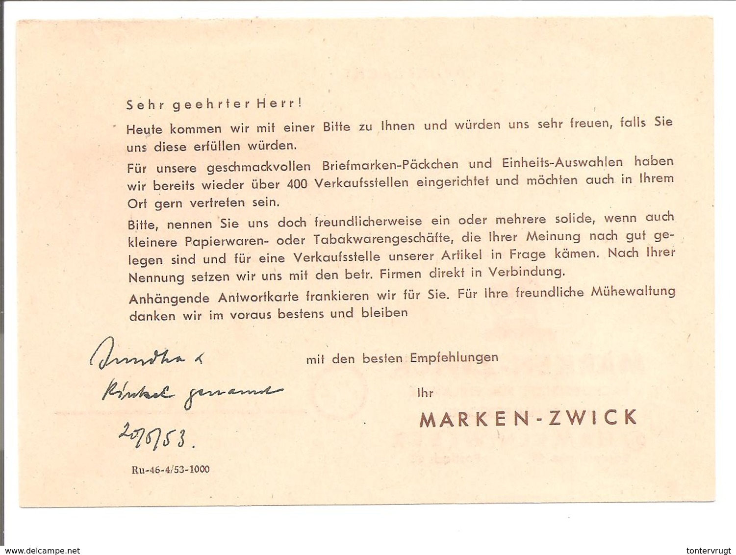 Posthorn 2x 2Pf Senkrechtes Paar Mi.123 Drucksache Karte Hameln Rattenfängerstadt 1953 - Briefe U. Dokumente
