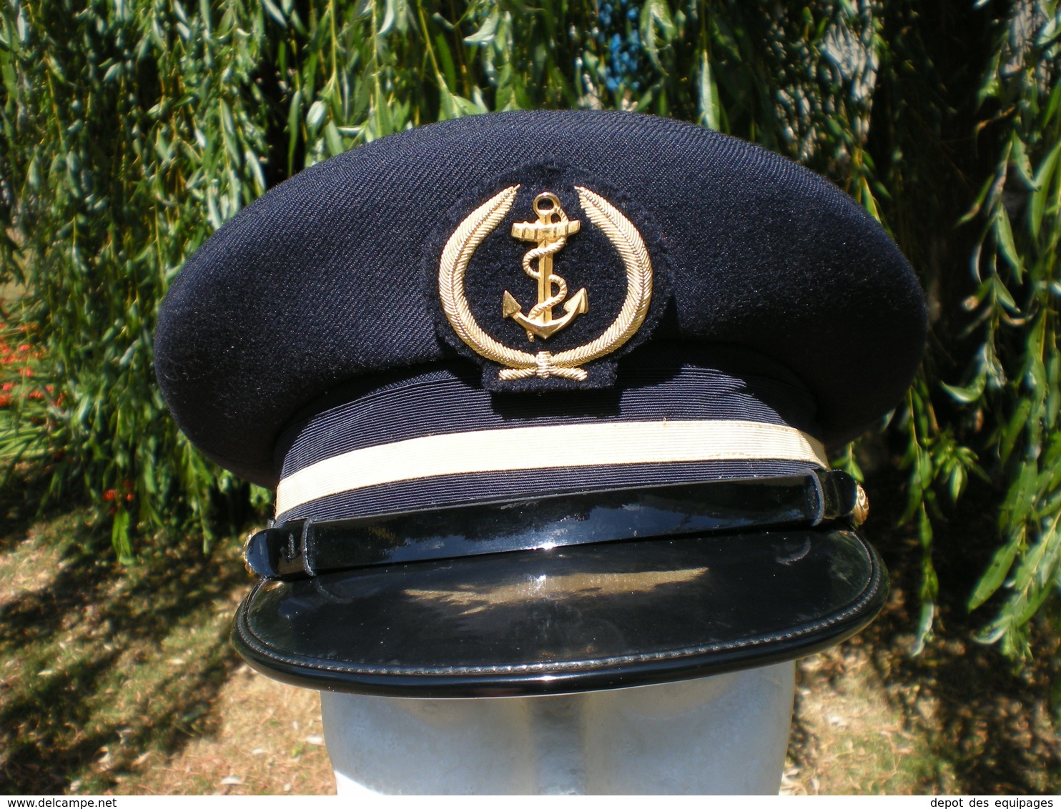 ANCIENNE CASQUETTE MARINE NATIONALE OFFICIER MARINIER Coiffe Bleue - Casques & Coiffures