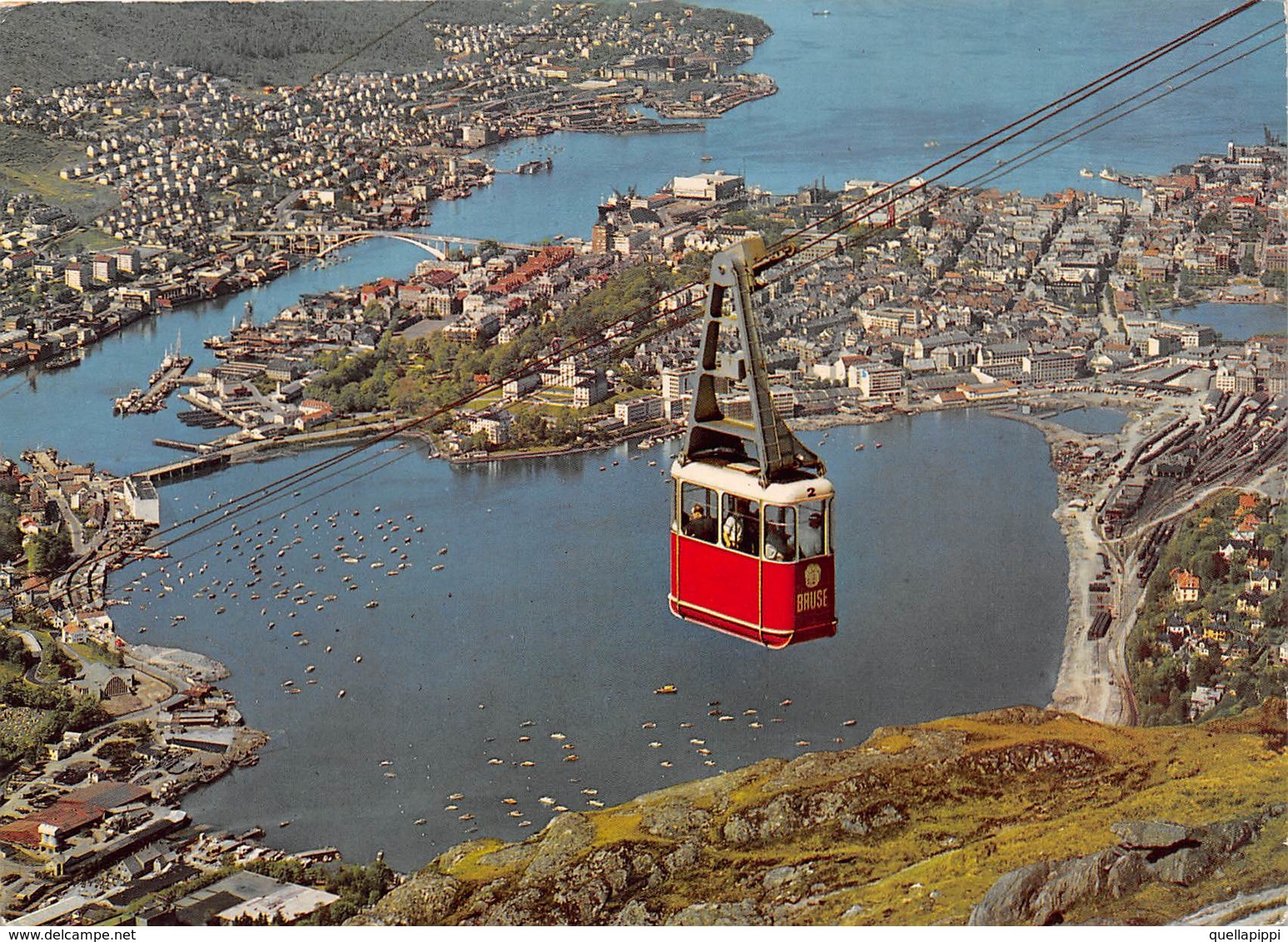 D08078 "BERGEN - THE TELECABINE TO MOUNT ULRIKEN"  CART  SPED 1964 - Norvegia