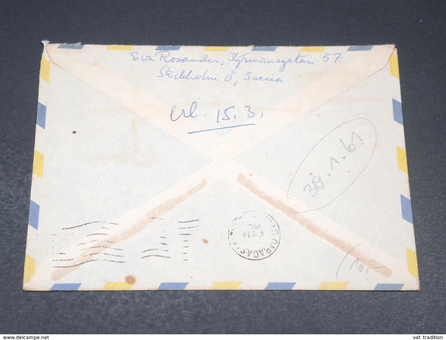 SUÈDE - Enveloppe De Stockholm Pour Caracas En 1961 - L 19629 - Briefe U. Dokumente